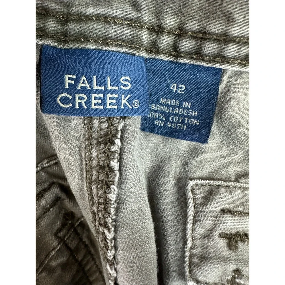 Falls Creek Camo Cargo Shorts Men Size 42 Green Woodland Camouflage Baggy Grunge